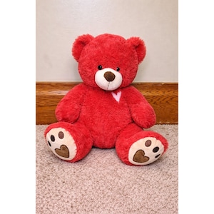 Dan Dee Collector's Choice Red Teddy Bear Plush Pink Heart Heart Paws 11"