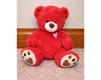 Oso de peluche rojo Dan Dee Collector's Choice con corazón rosa y patas de corazón de 28 cm (11 pulgadas)