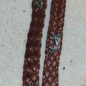 Vintage BRIGHTON Womens Belt Size 32 Leather Silver Animal Braided Weave Novelty image 12