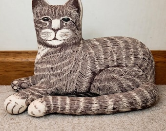 Dustyn Schear Gestreifte Katze Kissen Plüsch Große Kunst Katze Kuscheltier Dekor