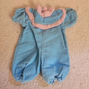 Cabbage Patch Kids Doll Outfit Blue Corduroy Romper Pink Knit Collar Excelle 80s