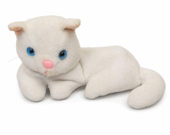Vintage Imperial Toy White Cat Plush 6" Blue Eyes Stuffed Animal Kitten Lovey