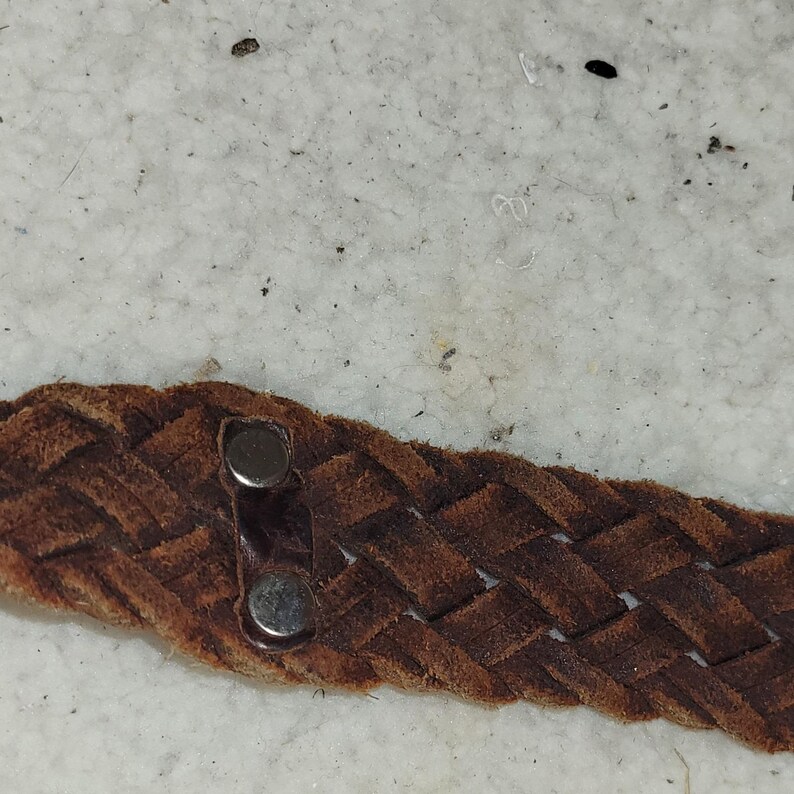 Vintage BRIGHTON Womens Belt Size 32 Leather Silver Animal Braided Weave Novelty image 14
