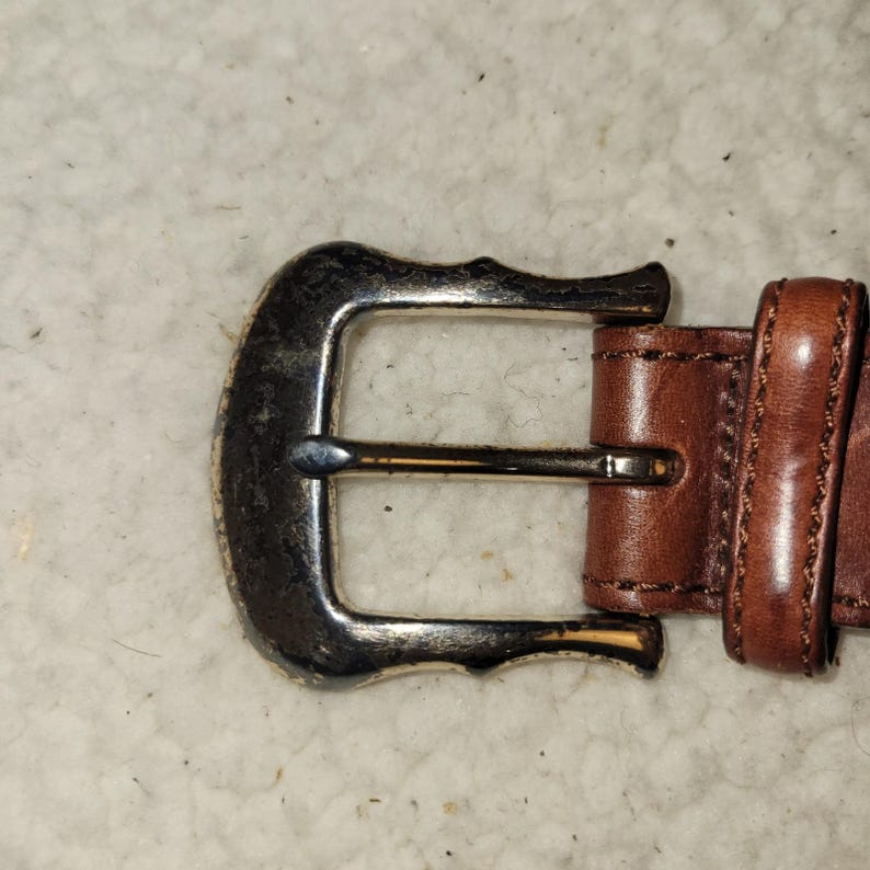 Vintage BRIGHTON Womens Belt Size 32 Leather Silver Animal Braided Weave Novelty image 2