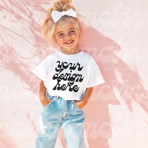キッズTシャツモックアップ ホワイトシャツモックアップ ユースTシャツモックアップ 幼児用シャツモックアップ 女の子用モックアップ かわいいモックアップ キッズモックアップ 3001Y 64000B 500B