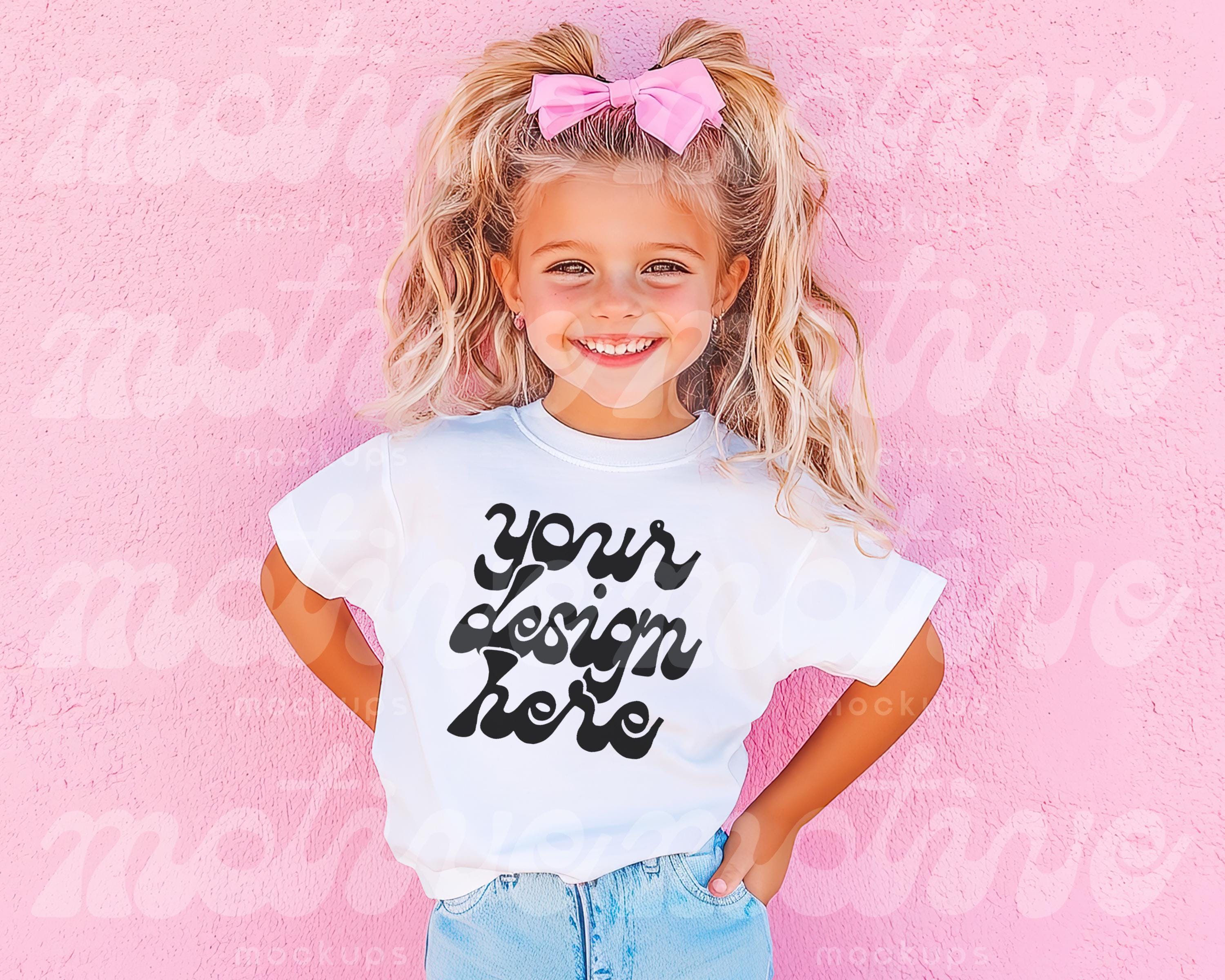 Kids T-Shirt Mockup White Shirt Mock up Youth T-Shirt Mock Up Toddler Shirt Mock-up Girl Mockup Cute Mock up Kid Mockup 3001Y 64000B 500B