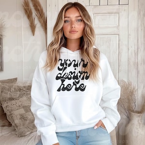 Hoodie Mockup White Hooded Sweatshirt Mock up Sweater Women Mockup Hoodie Mock up Gildan Sweatshirt Mock up Gildan 18500 Mockup