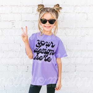 Kids Comfort Colors Violet T-Shirt Mockup Shirt Mock up Youth T-Shirt Mock-up Girl Mockup Cute Mock up Kid Mockup C9018 CC9018