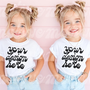Twins T-Shirt Mockup White Shirt Mock up Group Kid Mock Up Toddler Shirt Mock-up Girl Mock-up Siblings Mockup Brothers Sisters 3001T