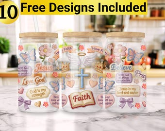 Jesus Glass Cup Design, Glass Can PNG, 16oz Glass Can Design, Jesus Glass Can Wrap, Jesus Glass Can Design, Christian Glass Cup PNG,