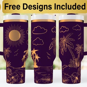 40oz Beach Tumbler Laser Svg Design, 40oz Laser Engraved Tumbler Wrap, Laser Engraving SVG, Tumbler Wrap SVG, 40 oz Tumbler SVG,