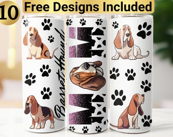 Basset Hound Tumbler Design, Tumbler Wrap PNG, 20 oz Skinny Tumbler Design, Basset Hound Tumbler Wrap, Basset Hound Tumbler, Basset Tumbler,
