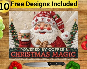 Diseño de tabla de cortar navideña, tabla de cortar navideña PNG, diseño de sublimación de tabla de cortar, diseño de tabla de cortar de Papá Noel, tabla de cortar PNG