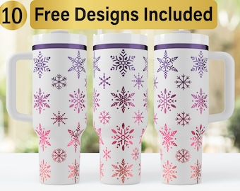 40oz Snowflake Tumbler Laser Svg Design, 40oz Laser Engraved Tumbler Wrap, Laser Engraving SVG, Christmas Tumbler Wrap SVG, 40 oz Design,