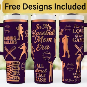 40oz Baseball Mom Tumbler Laser Svg Design, 40oz Laser Engraved Tumbler Wrap, Laser Engraving SVG, Tumbler Wrap SVG, 40 oz Tumbler Wrap,