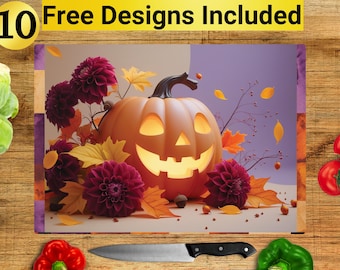 Pumpkin Cutting Board Design, Pumpkin Cutting Board PNG, Cutting Board Sublimation Design, Halloween Cutting Board Design, Cutting Board PNG