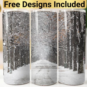 Snow Farm Lane Tumbler Design, Tumbler Wrap PNG, 20 oz Skinny Tumbler Design, Winter Tumbler Design, Winter Tumbler Wrap, Winter Sublimation
