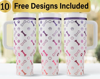 Design Svg laser de gobelet patte de chien 40 oz, emballage de verre gravé au laser 40 oz, gravure laser SVG, SVG d'emballage de gobelet, emballage de verre 40 oz