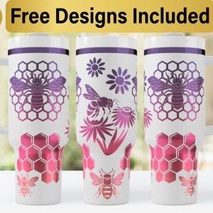40oz Honey Bee Tumbler Laser Svg Design, 40oz Laser Engraved Tumbler Wrap, Laser Engraving SVG, Tumbler Wrap SVG, 40 oz Tumbler Wrap,