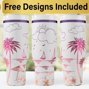 40oz Beach Tumbler Laser Svg Design, 40oz Laser Engraved Tumbler Wrap, Laser Engraving SVG, Tumbler Wrap SVG, 40 oz Tumbler SVG,