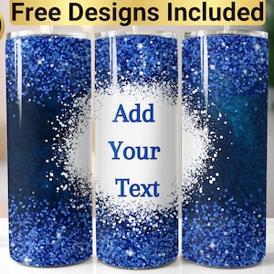 Blue Alcohol Ink Tumbler Design, Tumbler Wrap PNG, 20 oz Skinny Tumbler Design, Blue Glitter Tumbler Wrap Blue Glitter Tumbler Design,