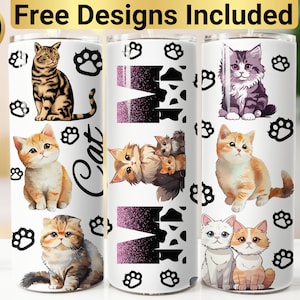Cat Mom Tumbler Design, Tumbler Wrap PNG, 20 oz Skinny Tumbler Design, Cat Mom Tumbler Wrap, Cat Mom Sublimation, Cat Mom Tumbler PNG,