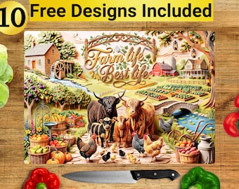 Farm Cutting Board Design, Farm Cutting Board PNG, Cutting Board Sublimation Design, Farm Cutting Board Design, Farmer Cutting Board PNG,