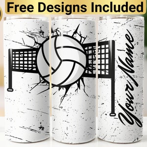 Volleyball Personalized Tumbler Design, Tumbler Wrap PNG, 20 oz Skinny Tumbler Design, Volleyball Tumbler Wrap, Volleyball Tumbler Design,