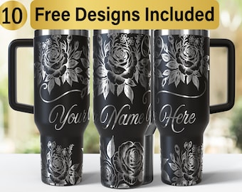 40 Unzen Rose Tumbler Laser SVG Design, 40 Unzen Laser gravierte Tumbler Wrap, Laser Gravur SVG, Tumbler Wrap SVG, 40 Unzen Tumbler SVG,