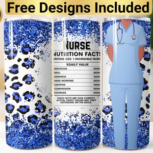 Nurse Blue Tumbler Design, Tumbler Wrap PNG, 20 oz Skinny Tumbler Design, Nurse Tumbler Wrap, Nurse Sublimation, Nurse Tumbler Design,