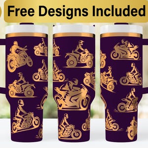 40oz Motorcycle Tumbler Laser Svg Design, 40oz Laser Engraved Tumbler Wrap, Laser Engraving SVG, Tumbler Wrap SVG, 40 oz Tumbler SVG,