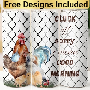 Cluck Off Chicken Tumbler Design, Tumbler Wrap PNG, 20 oz Skinny Tumbler Design, Funny Chicken Tumbler Wrap, Funny Chicken Tumbler,