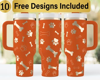 Design Svg laser de gobelet patte de chien 40 oz, emballage de verre gravé au laser 40 oz, gravure laser SVG, SVG d'emballage de gobelet, emballage de verre 40 oz