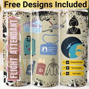Flight Attendant Tumbler Design, Tumbler Wrap PNG, 20 oz Skinny Tumbler Design, Flight Attendant Tumbler Wrap, Flight Attendant Tumbler,