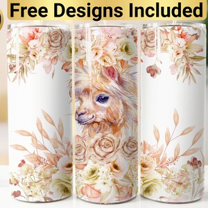 Boho Llama Floral Tumbler Design, Tumbler Wrap PNG, 20 oz Skinny Tumbler Design, Llama Tumbler Wrap, Llama Tumbler Design, Llama Sublimation