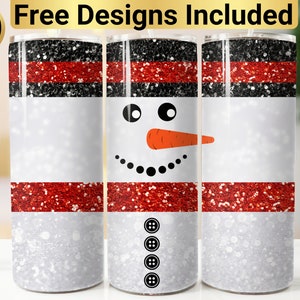 Snowman Tumbler Design, Tumbler Wrap PNG, 20 oz Skinny Tumbler Design, Snowman Tumbler Wrap, Christmas Tumbler Wrap, Glitter Snowman Tumbler