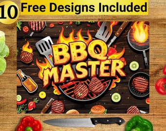 BBQ Master Cutting Board Design, BBQ Master Cutting Board PNG, Cutting Board Sublimation Design, Dad Cutting Board Design,
