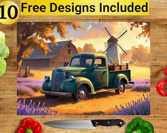 Projekt deski do krojenia w stylu vintage truck, Deska do krojenia w stylu vintage truck w formacie PNG, Projekt deski do krojenia z nadrukiem sublimacyjnym, Projekt deski do krojenia dla rolnika,