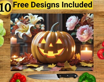 Pumpkin Cutting Board Design, Pumpkin Cutting Board PNG, Cutting Board Sublimation Design, Halloween Cutting Board Design, Cutting Board PNG