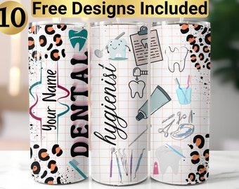 Dental Hygienist Tumbler Design, Tumbler Wrap PNG, 20 oz Skinny Tumbler Design, Tapered and Straight, Instant Digital Download PNG,