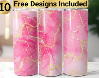 Pink Glitter Tumbler Design, Tumbler Wrap PNG, 20 oz Skinny Tumbler Design, Pink Marble Tumbler Design, Marble Tumbler Design, Mom Tumbler,
