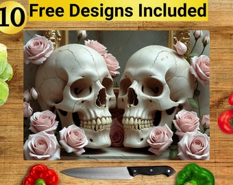 Skull Cutting Board Design, Skull Cutting Board PNG, Cutting Board Sublimation Design, Spooky Cutting Board Design, Cutting Board PNG,