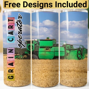Getreidewagen-Bediener-Becher-Design, Becherverpackung PNG, 20-Unzen-dünnes Becher-Design, Getreide-Wagen-Betreiber-Becher, Landwirt-Becher, Ranch-Leben,