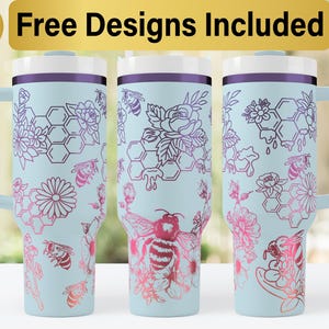 40oz Honey Bee Tumbler Laser Svg Design, 40oz Laser Engraved Tumbler Wrap, Laser Engraving SVG, Tumbler Wrap SVG, 40 oz Tumbler Wrap,