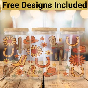 Cowboy Glass Tumbler Design, Glass Can Wrap PNG, 16 oz Glass Can Wrap Design, Cowboy Glass Tumbler Wrap, Cowboy Glass Can PNG,