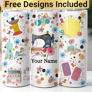 Sewing Tumbler Design, Tumbler Wrap PNG, 20 oz Skinny Tumbler Design, Tapered and Straight, Instant Digital Download PNG, Mom Tumbler Wrap,