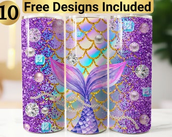 Bicchiere con design a forma di sirena, bicchiere con design a forma di sirena in formato PNG, bicchiere sottile da 20 once, bicchiere con design a forma di sirena in formato PNG, bicchiere con glitter a forma di sirena,