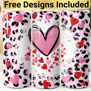 Valentine&#39;s Day Hearts Tumbler Design, Tumbler Wrap PNG, 20 oz Skinny Tumbler Design, Valentine Tumbler Wrap, Valentine Tumbler Design,