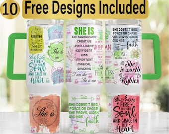 40oz She Is Tumbler Design, Tumbler Wrap PNG, 40 oz Tumbler Design, 40oz Positive Affirmations Tumbler, 40oz Positive Tumbler Wrap,