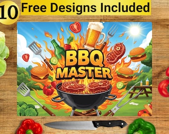 BBQ Master Cutting Board Design, BBQ Master Cutting Board PNG, Cutting Board Sublimation Design, Dad Cutting Board Design,